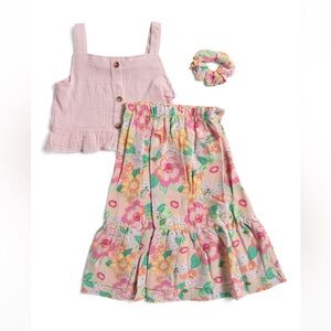 Floral Pink Kids Casual Dress Set